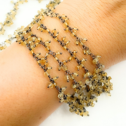 Citrine Cluster Dangle Oxidized Wire Chain