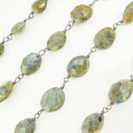 Load image into Gallery viewer, Labradorite Oval Shape Oxidized Wire Chain. LAB91