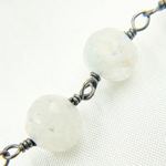 Load image into Gallery viewer, White Moonstone Round Shape Oxidized Wire Chain.