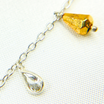 Load image into Gallery viewer, Golden Pyrite Drop & CZ Pear Shape Dangle 925 Sterling Silver Wire Chain.