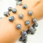 Load image into Gallery viewer, Coated Labradorite Round Shape Gold Plated Wire Chain. CLB41