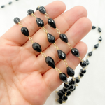 Load image into Gallery viewer, Black Spinel Tear Drop Shape Gold Plated Wire Chain.