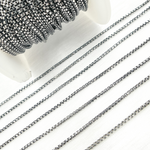 Load image into Gallery viewer, Black Rhodium & White Sterling Silver Diamond Cut Box Chain