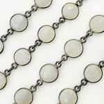Load image into Gallery viewer, White Moonstone Round Shape Bezel Oxidized Wire Chain