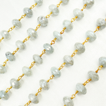 Load image into Gallery viewer, Coated Milky Aquamarine Gold Plated 925 Sterling Silver Chain