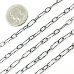 Load image into Gallery viewer, Black Rhodium Sterling Silver Diamond Cut & Smooth Paper Clip Chain
