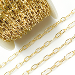 Load image into Gallery viewer, Sterling Silver Gold Plated Diamond Cut & 3 Smooth Links Paper Clip Chain