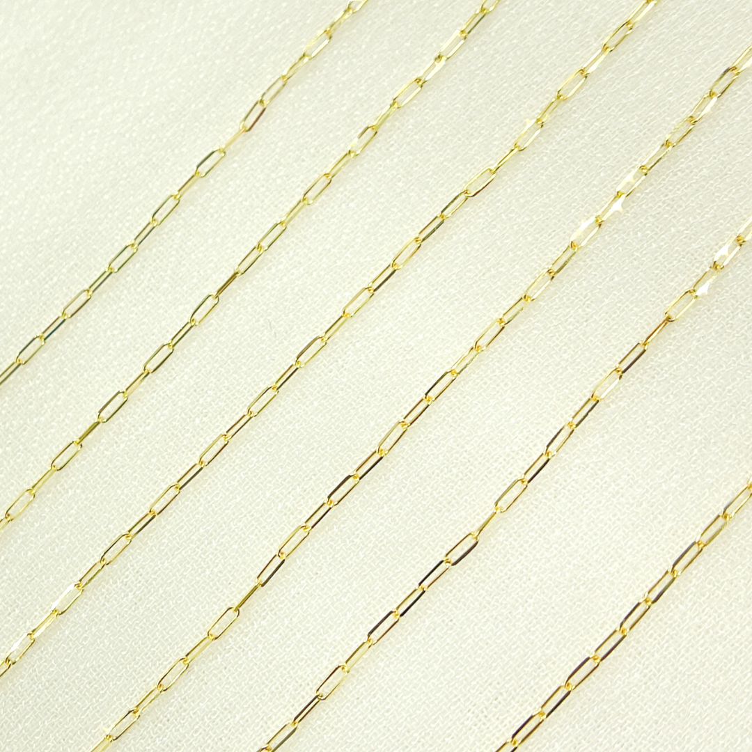 14K Solid Yellow Gold Flat Paperclip Chain by Foot