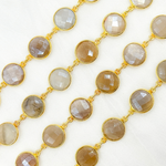 Load image into Gallery viewer, Coated Light Grey Round Shape Bezel Gold Plated Wire Chain