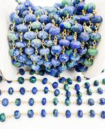 Load image into Gallery viewer, Azurite Malachite Gold Plated Wire Chain.