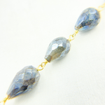 Load image into Gallery viewer, Coated Labradorite Tear Drop Shape Gold Plated Wire Chain.