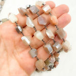 Load image into Gallery viewer, Coated Organic Multi Moonstone Oxidized Wire Chain