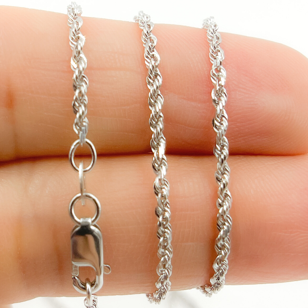14K Solid White Gold Rope Chain