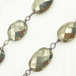 Load image into Gallery viewer, Pyrite Oval Shape Oxidized Wire Chain.