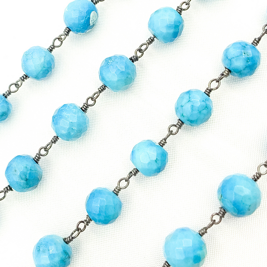 Turquoise Round Shape Oxidized Wire Chain