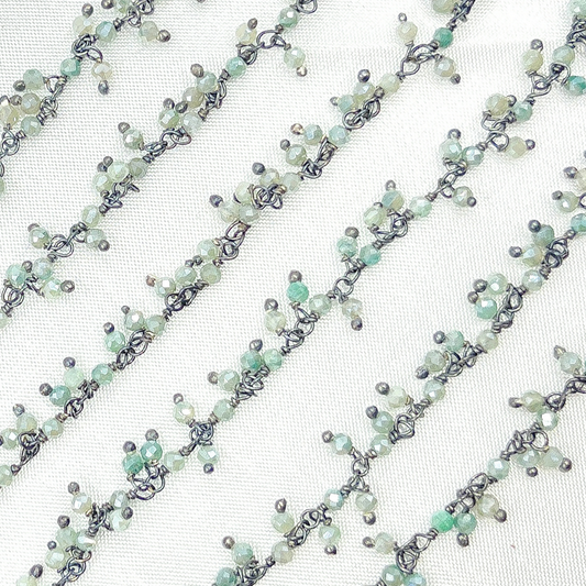 Coated Green Quartz Cluster Dangle Oxidized Wire Chain.