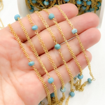 Load image into Gallery viewer, Turquoise Double Gold Plated Connected Wire Chain. TRQ12