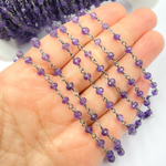 Load image into Gallery viewer, Amethyst Gemstone Oxidized 925 Sterling Silver Wire Chain