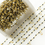 Load image into Gallery viewer, Coated Black Spinel & CZ Dangle Gold Plated Wire Chain.