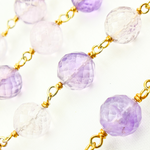 Load image into Gallery viewer, Pink Amethyst Round Shape Gold Plated Wire Chain