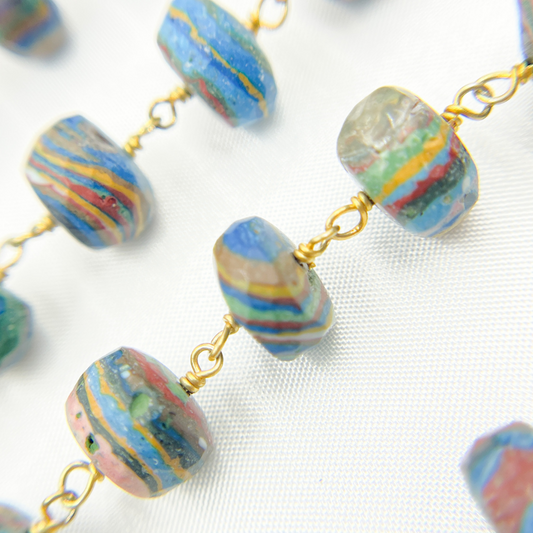 Rainbow Calsilica Gold Plated 925 Sterling Silver Wire Chain.