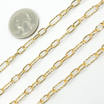 Load image into Gallery viewer, Sterling Silver Gold Plated Diamond Cut & 3 Smooth Links Paper Clip Chain