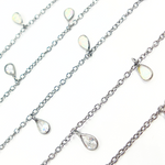Load image into Gallery viewer, Created White Opal + CZ Pear Shape Dangle Chain