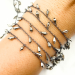 Load image into Gallery viewer, Pyrite Drop Dangle Oxidized Wire Chain.