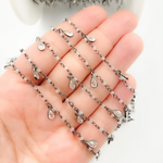 Load image into Gallery viewer, White Topaz & CZ Dangle Oxidized Wire Chain