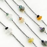 Load image into Gallery viewer, Multi Gemstone Oxidized Connected Wire Chain