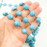 Load image into Gallery viewer, Turquoise Coin Shape Gold Plated Wire Chain.