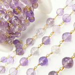Load image into Gallery viewer, Pink Amethyst Round Shape Gold Plated Wire Chain