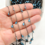 Load image into Gallery viewer, Blue Cubic Zirconia Pear Shape Dangle Chain