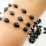Load image into Gallery viewer, Black Spinel Tear Drop Shape Gold Plated Wire Chain