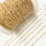 Load image into Gallery viewer, Coated Red Quartz Gold Plated Wire Chain.