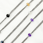 Load image into Gallery viewer, Multi Gemstone Double Oxidized Connected Wire Chain.