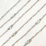 Load image into Gallery viewer, Coated Peach Moonstone & CZ Oxidized Wire Chain.