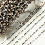 Load image into Gallery viewer, Coated Siloni Peach Moonstone 925 Sterling Silver Wire Chain.