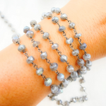 Load image into Gallery viewer, Coated Labradorite Oxidized Wire Chain