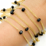 Load image into Gallery viewer, Black Spinel Double Gold Plated Connected Wire Chain.