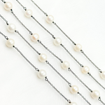 Load image into Gallery viewer, Freshwater Pearl Oxidized Connected Wire Chain.