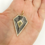 Load image into Gallery viewer, 925 Sterling Silver Black Rhodium with Diamonds Shield Shape Charm.