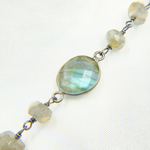 Load image into Gallery viewer, Coated Labradorite with Bezel Stone Oxidized Wire Chain