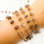Load image into Gallery viewer, Chocolate Moonstone Gold Plated Wire Chain