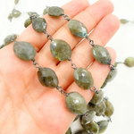 Load image into Gallery viewer, Labradorite Oval Shape Oxidized Wire Chain.