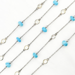 Load image into Gallery viewer, Turquoise & White Topaz Oxidized Connected Wire Chain
