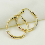 Load image into Gallery viewer, 14K Solid Tri-Tone Gold Earrings Circle Shape Hoop.