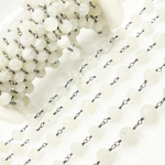 Load image into Gallery viewer, White Moonstone Round Shape Oxidized Wire Chain.