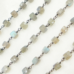 Load image into Gallery viewer, Labradorite Cube Oxidized Wire Chain.