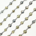 Load image into Gallery viewer, Pyrite Small Coin Shape Oxidized Wire Chain. PYR44